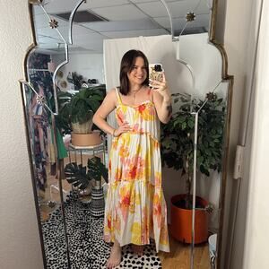 Free People Moonshine Midi Dress Floral Yellow White Medium